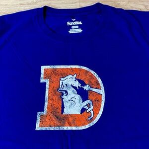 Denver Broncos T-Shirt Men’s 2XL Blue Throwback Short Sleeve NFL Retro Tee Shirt
